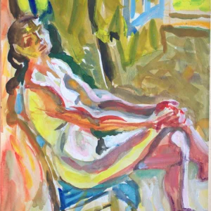 Anne sur sur une chaise a la Haute Folie