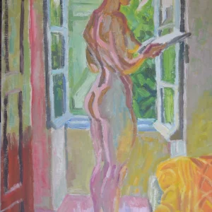 ANNE LISANT A LA FENETRE