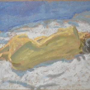 NU- ANNE DE DOS SUR UN DRAP BLANC