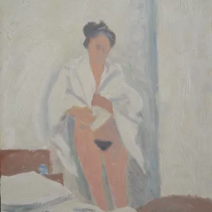 ANNE DEBOUT, UN DRAP SUR LES EPAULES