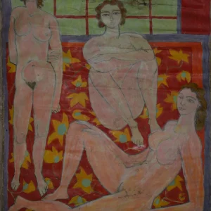 TROIS NUS SUR UN TAPIS A FLEURS