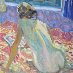 ANNE ASSISE NUE DE DOS